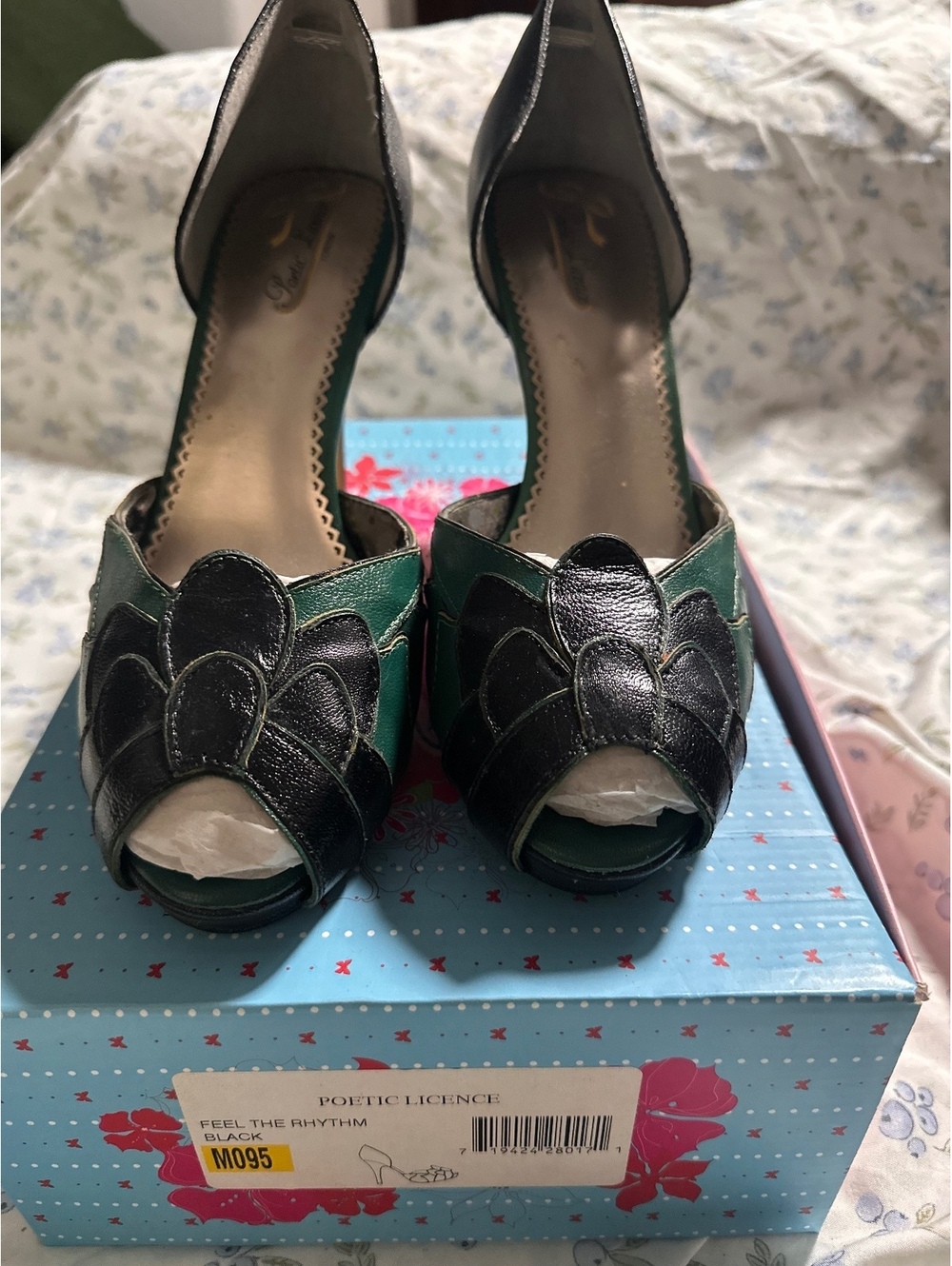 Poetic Licence Feel The Rhythm Black Peep Toe Heels EUR 40.5